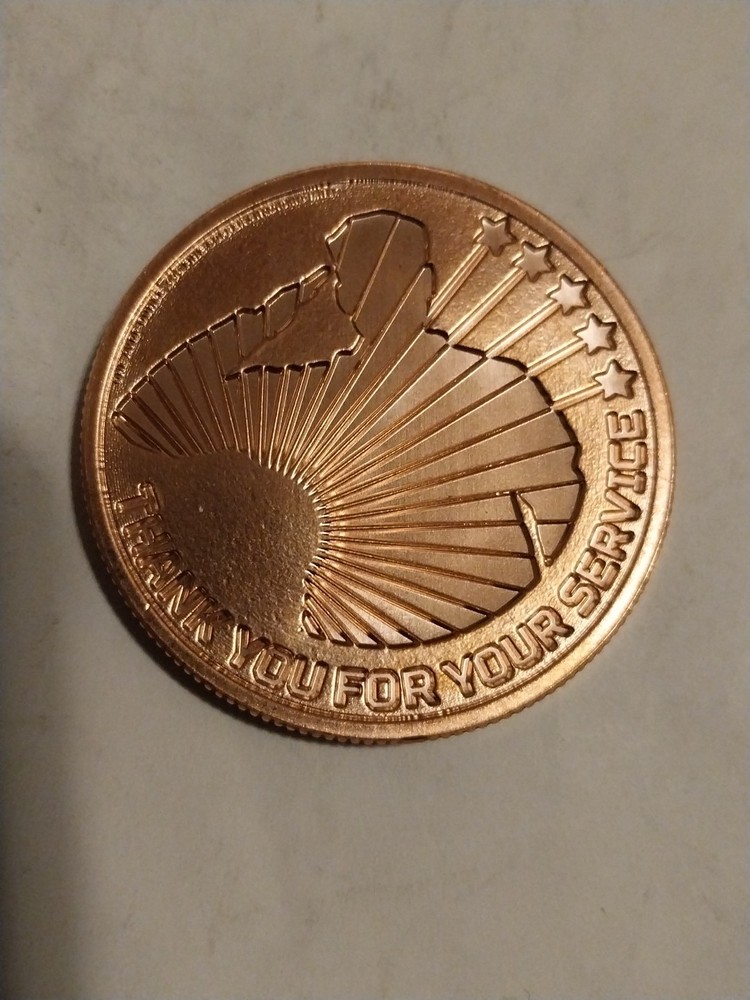 1 Oz Copper Round Eagle Design.