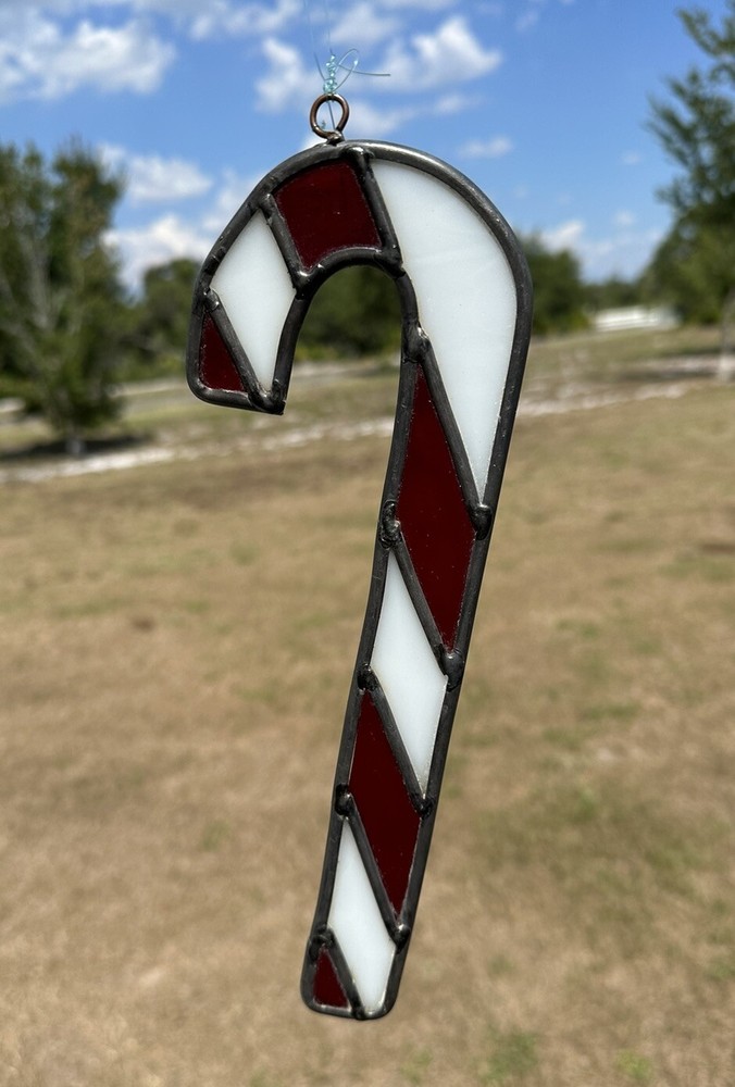 10” Stained Glass Candy Cane Suncatcher