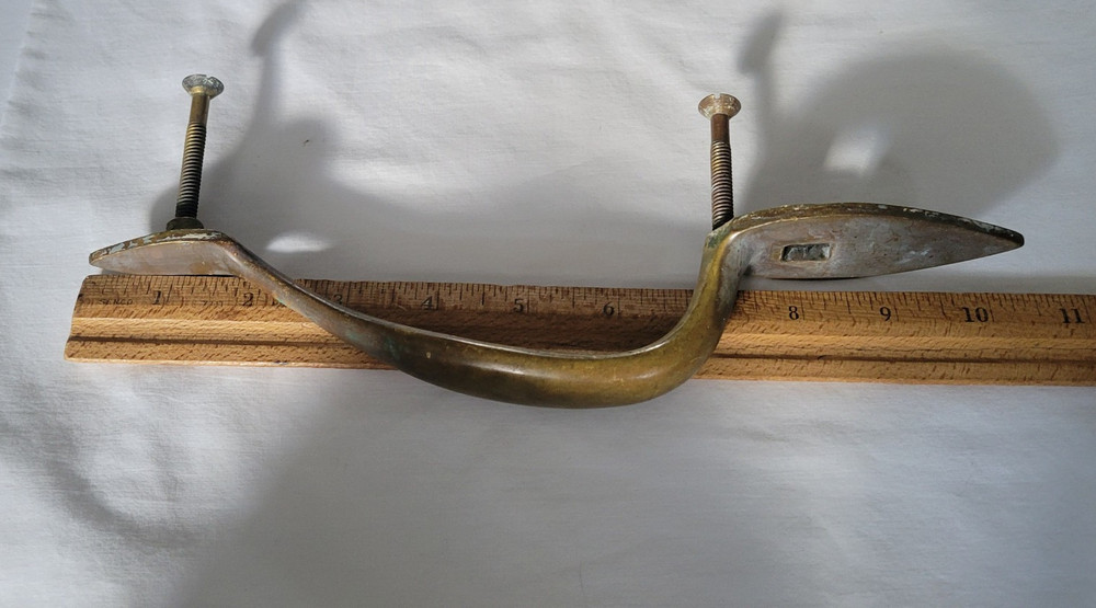 Vintage Solid Brass Arrow Point Door Handle Pull 10.25" -No Thumb Latch