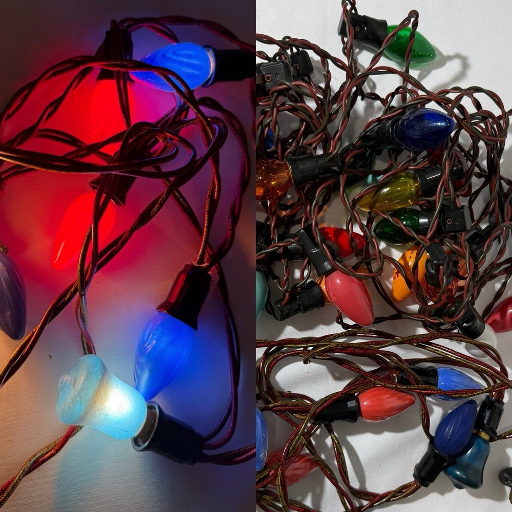 2 Sets Vintage & Antique C-9 Multi-Colored String Christmas Lights (Read)