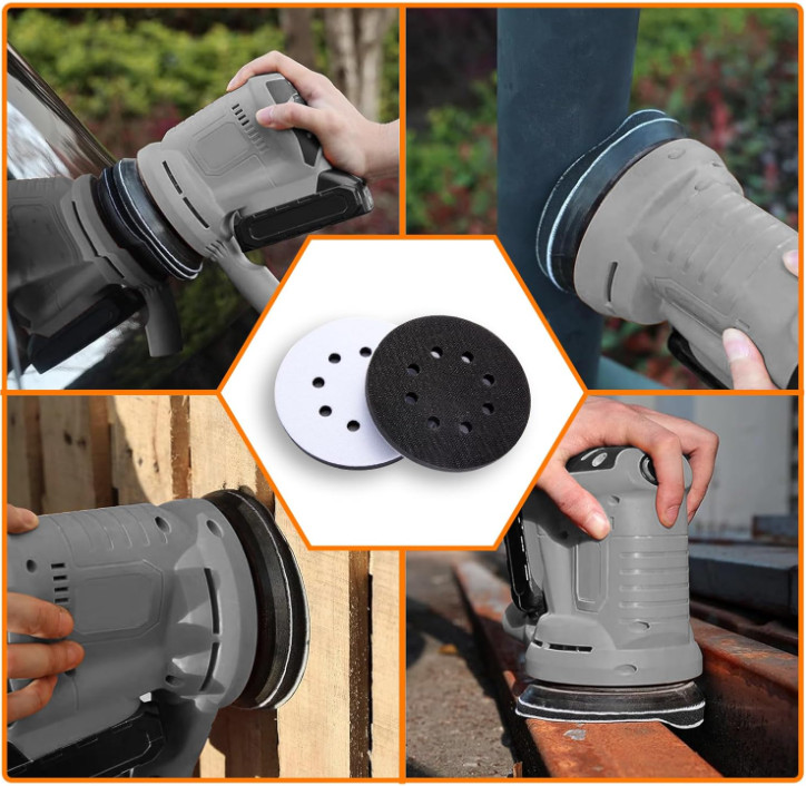 6 Pack 5in 8 Hole Interface Pad Orbital Sander Foam Hook Loop Pads