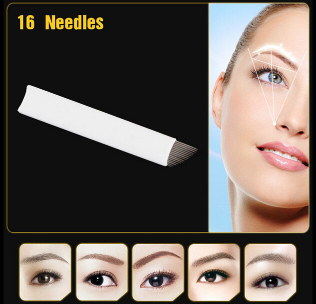 40PC Permanent Makeup Tattoo 7/12/14/16 Microblading Needle Each 10 Ink Cup Set