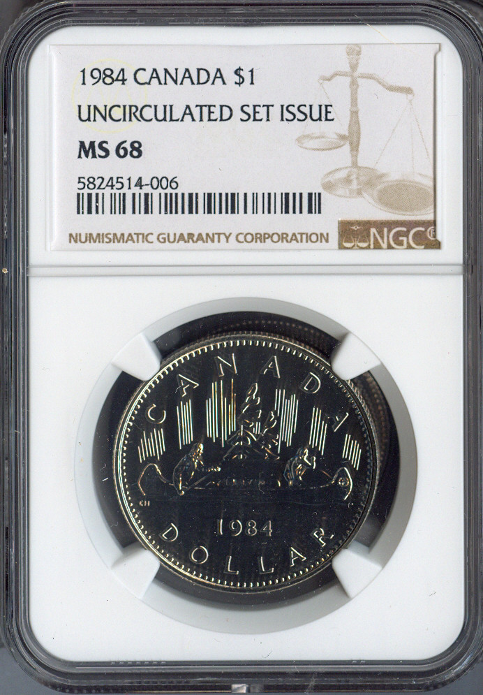 1984 Canada Dollar $1 NGC MS68 UNC SET - Quality