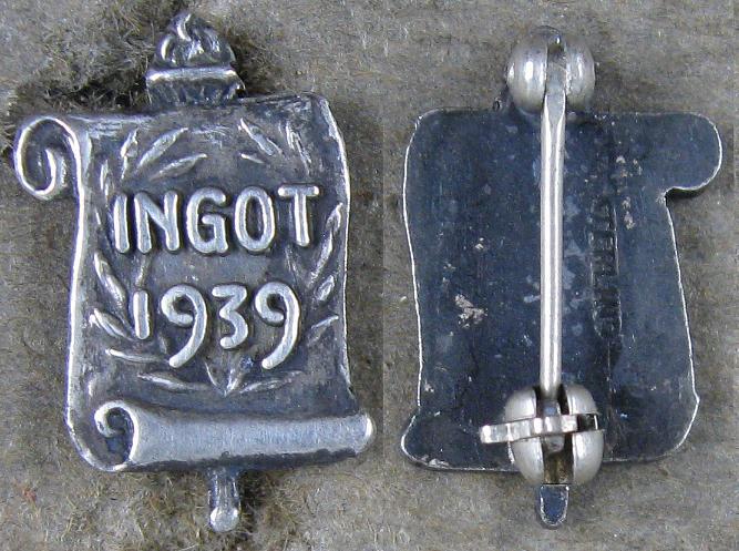 1939 School Type Pin~Ingot~Sterling