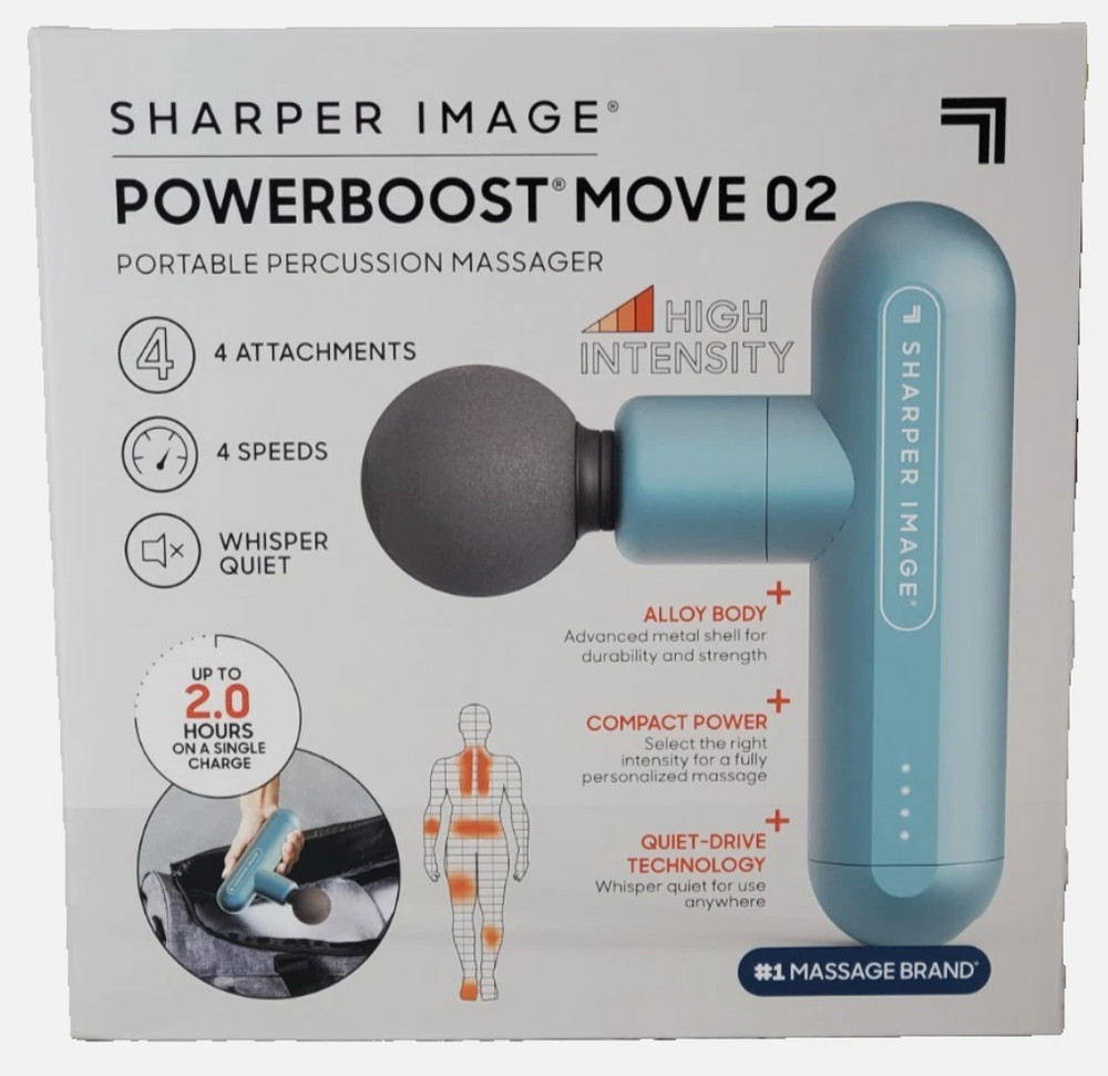 Massage Gun Sharper Image Powerboost Move 02 Percussion Massager Light Blue