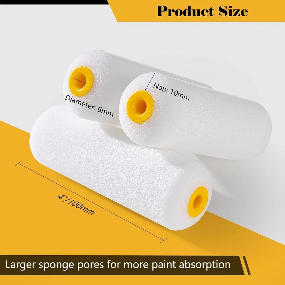 Foam Paint Rollers 10 Pack 4 Inch Paint Rollers Mini Paint Roller High Absorp...
