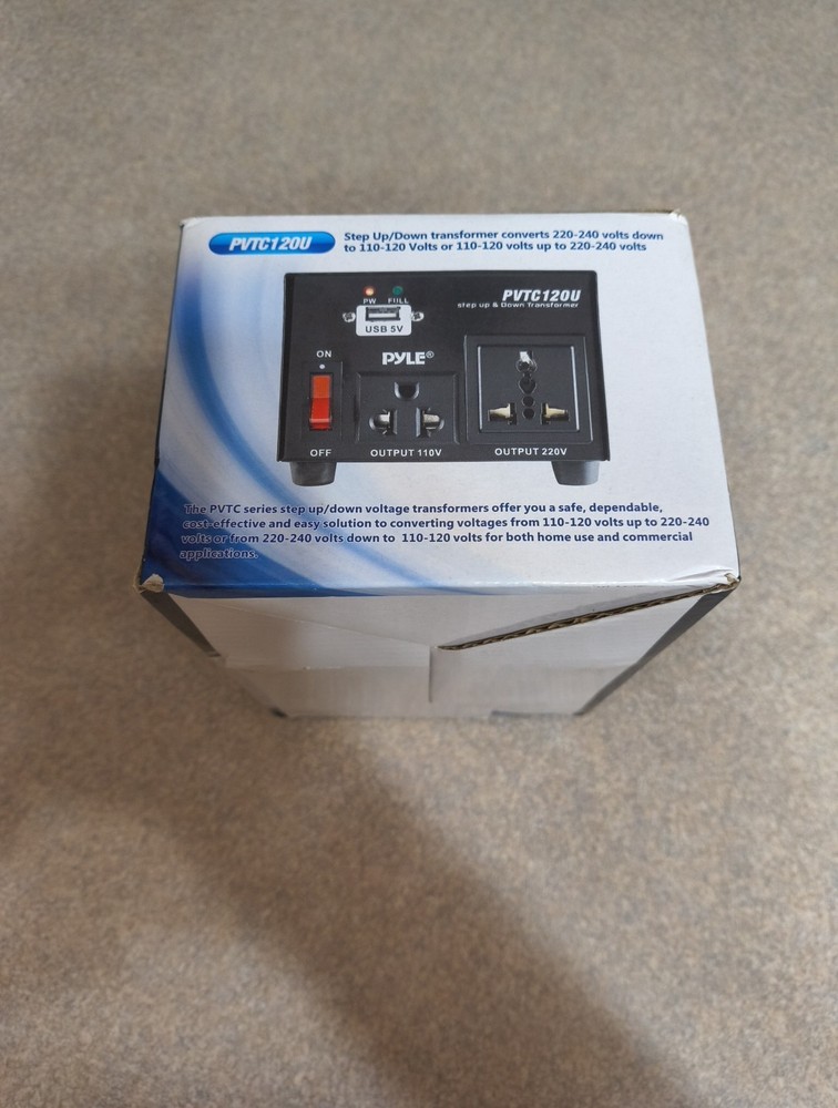 Pyle PVTC120U Step Up & Down Transformer Output USB 5V 110V/220V Input 110-240V