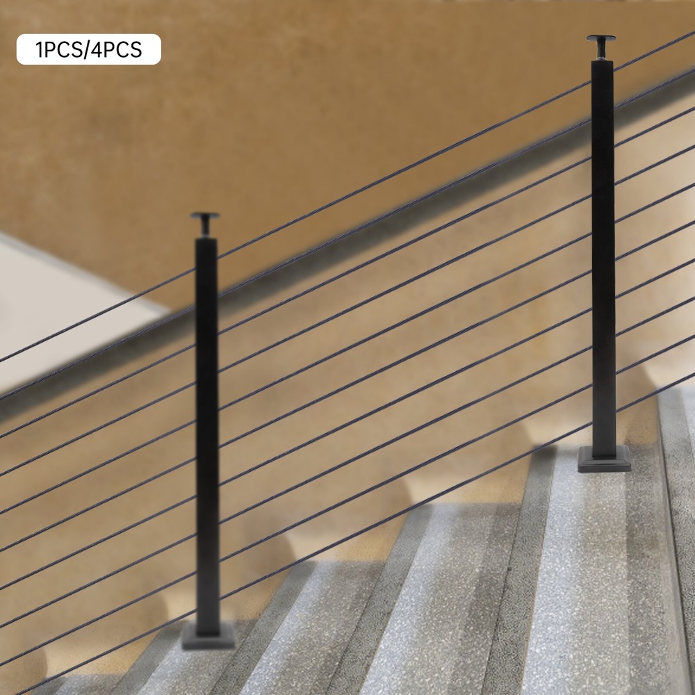4 Pack Level drilled Cable Railing Post 36"x2"x2" Adjustable Top