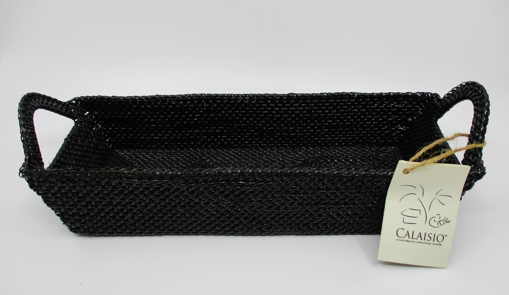 CALAISIO BLACK RECTANGULAR HANDLED BASKET - 13 3/4" x 4 1/2" x 2 1/2" 26B