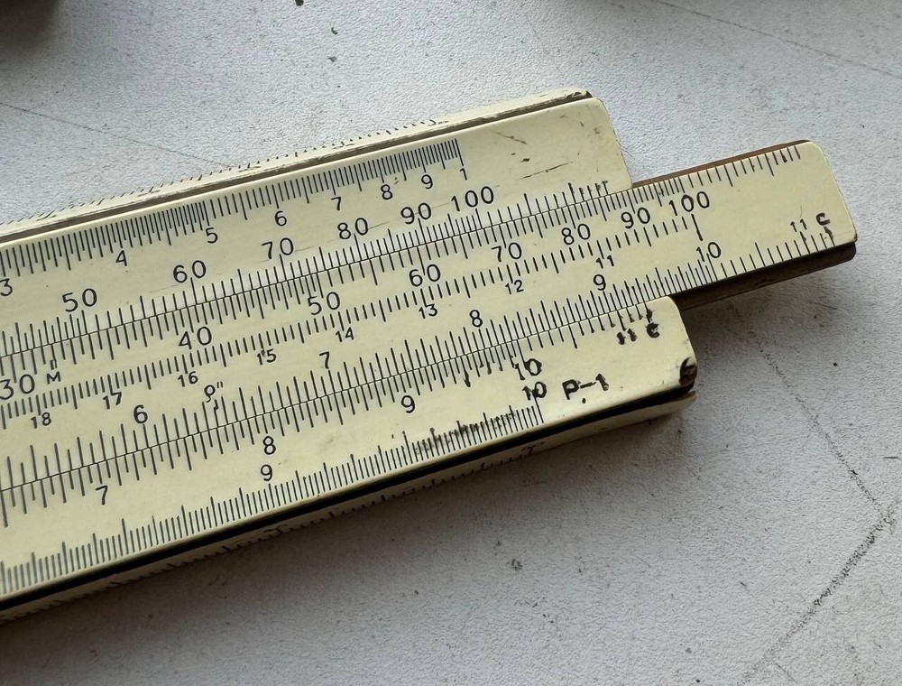 Vintage Logarithmic ruler slide with case