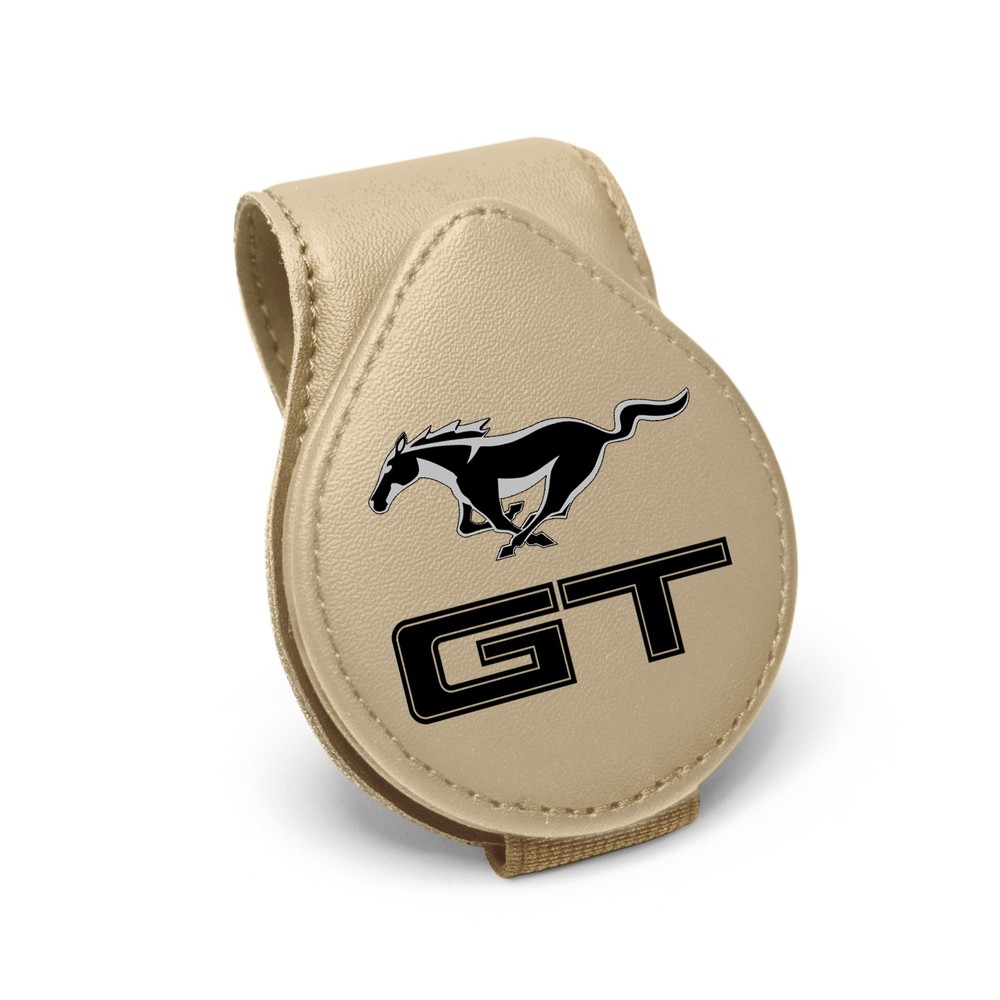 Ford Mustang GT Beige Leather Magnetic Sunglass Sun Visor Holder