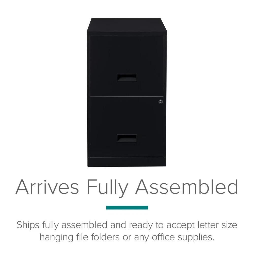 Space Solutions 18" Deep 2 Drawer Letter Width Vertical File Cabinet, Black