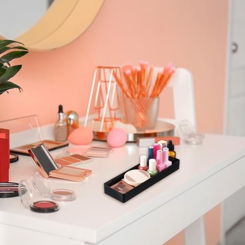 Pcs 4 Piece Large Black Rectangular Desk Organizer Set, Half Accessory Tray, 2