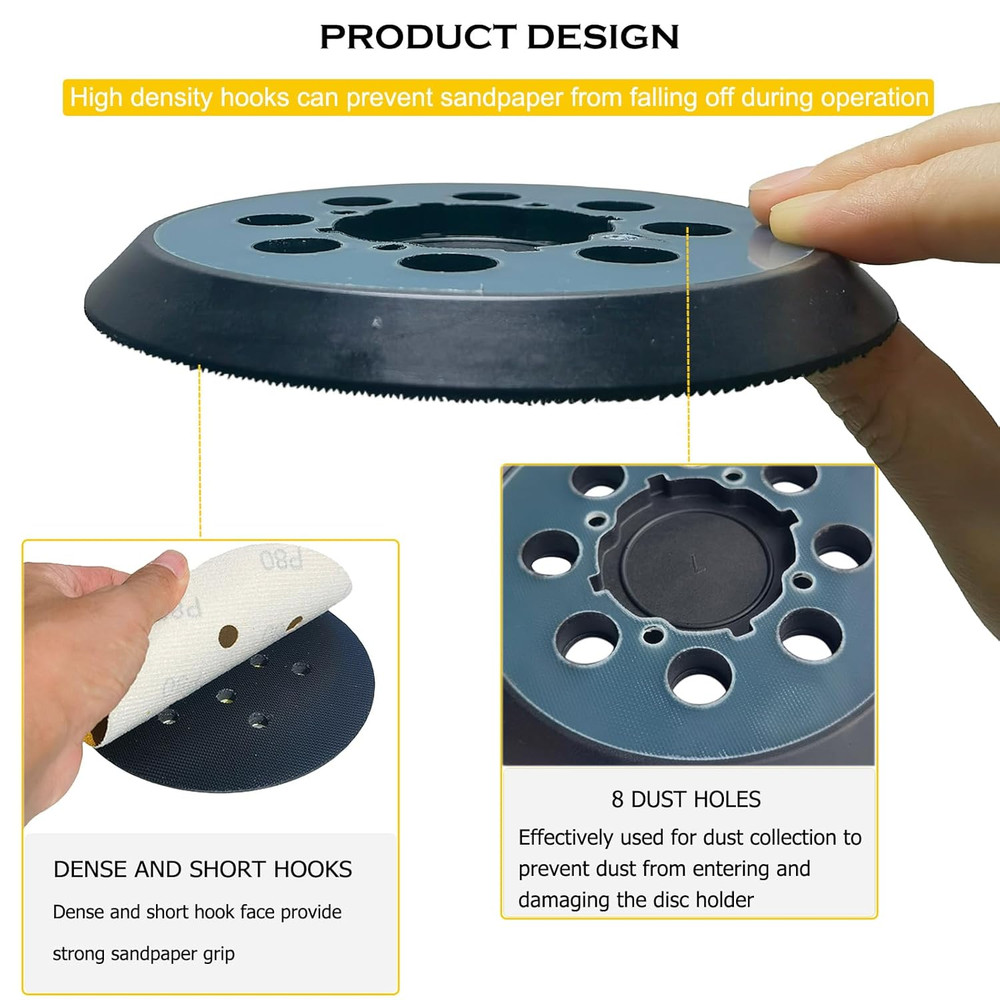 5" 8 Hole Hook and Loop Replacement Sander Pad for Dewalt Random Orbital Sander,
