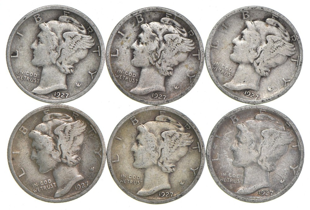VG+ 1927 Mercury 90% Silver Dime