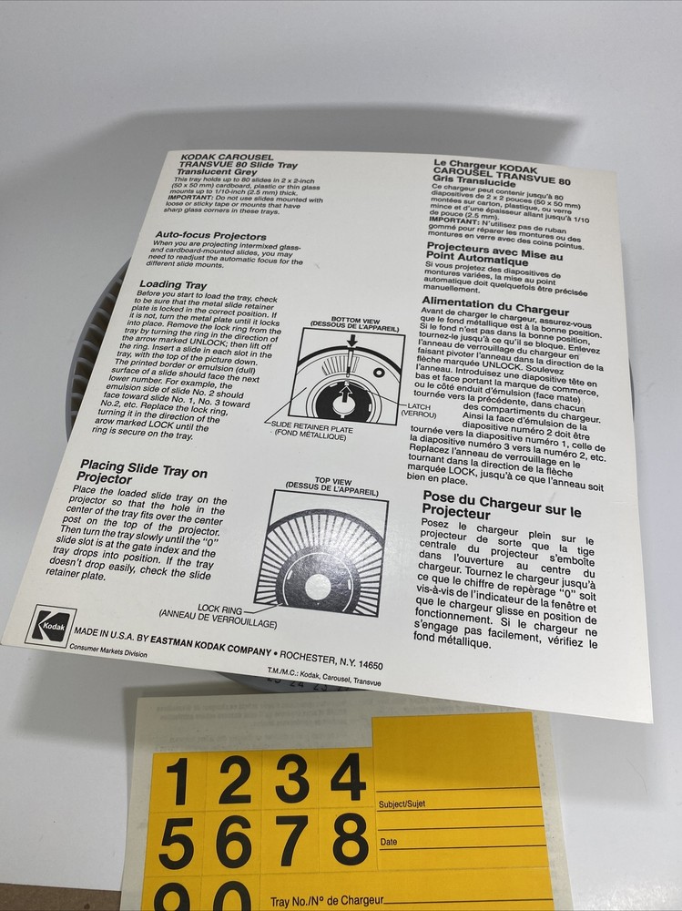 Kodak Carousel Transvue 80 35mm Slide Projector Tray Original Box Instructions