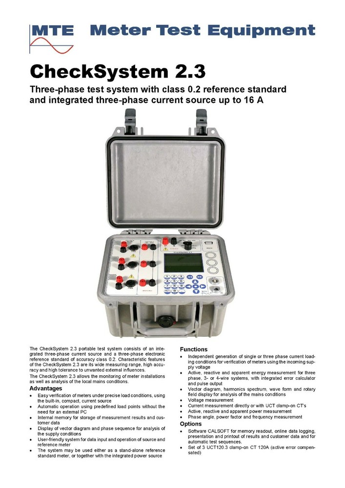MTE CheckSystem 2.3 - Three Phase Test System with Reference 16 A