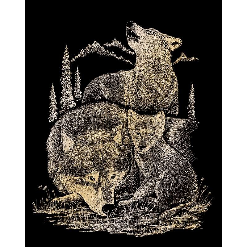 Gold Foil Engraving Art Kit 8"X10" Wolves