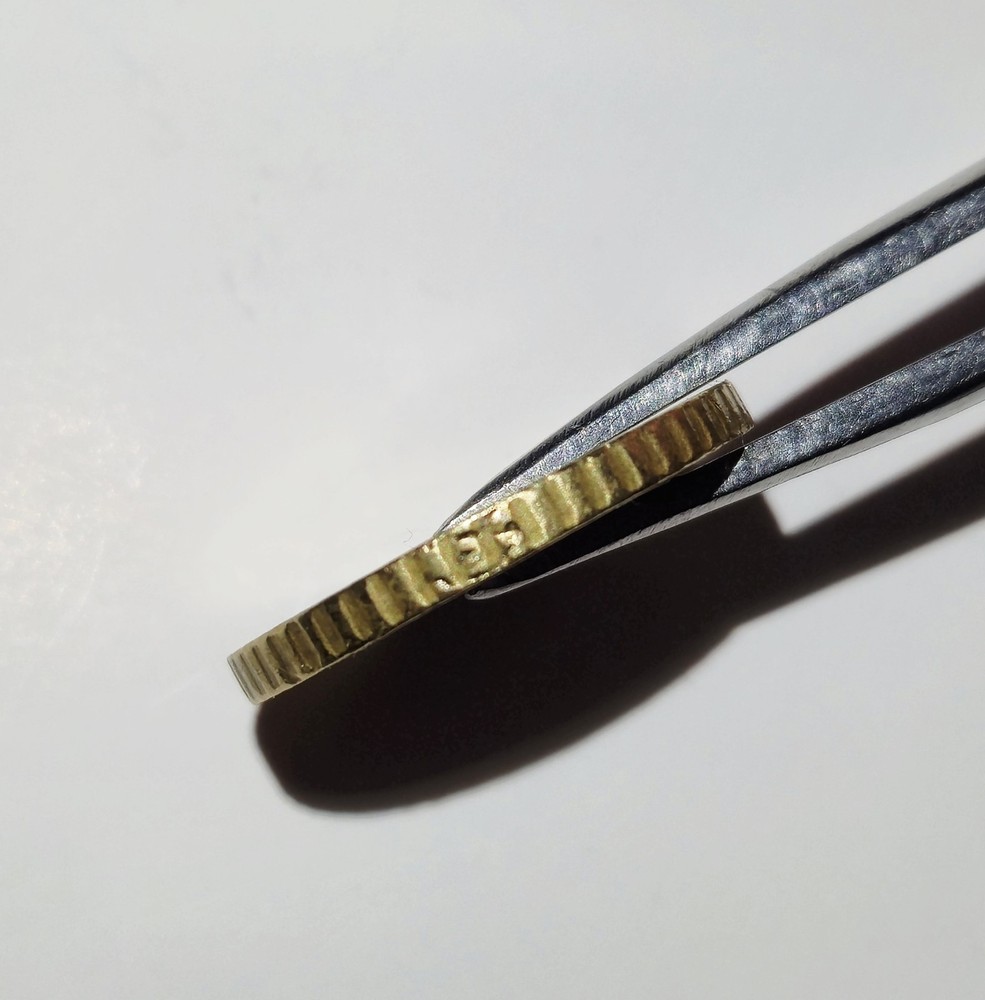 50 CENT, Spain, 2001, Error Coin, Very Rare, Stamp defect.