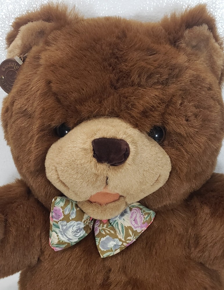1991 Cuddle Wit Plush Teddy Bear with Bow Tie, 20"