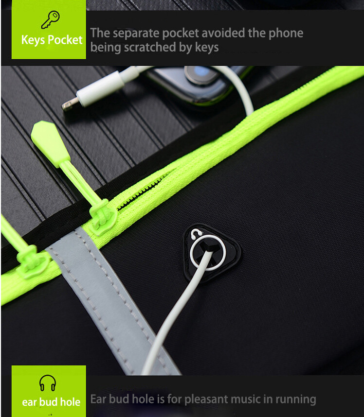 Water Resistant Running Waist Pack with Adjustable Elastic Strap & Earbud Hole