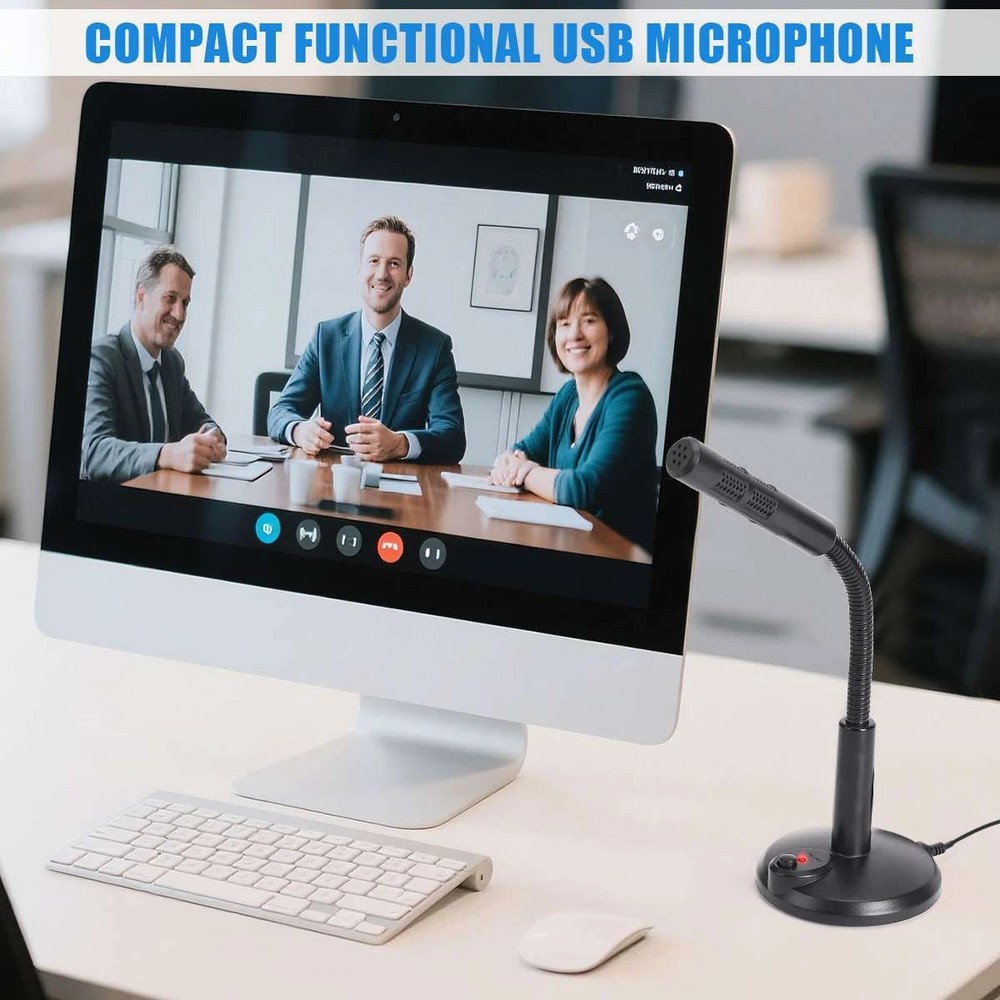 Mini USB Condenser Microphone with Stand - Plug & Play for PC/Laptop/Mac