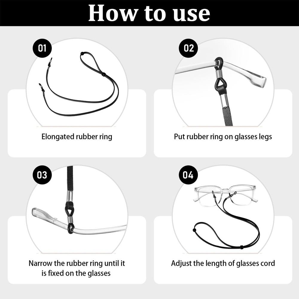 4 Pcs Glasses Strap, Glasses Holder Strap Adjustable Eyewear Retainers for Sp...