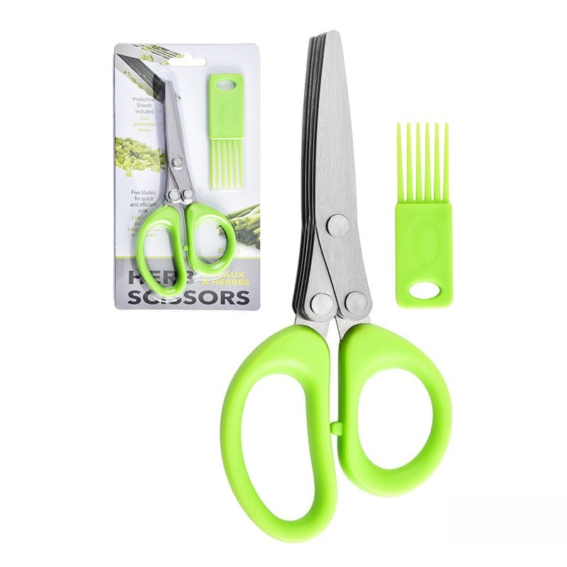 1Pc home kitchen scissors 5-layer multi functional green onion vegetable scissor