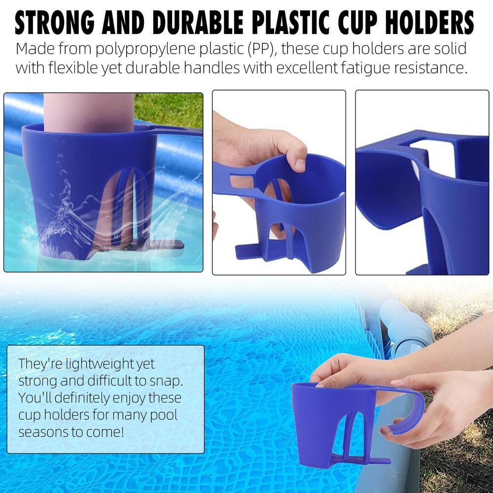 6pack Blue Poolside Cup Holders Compatible With Above Ground Pools With 2 Inch
