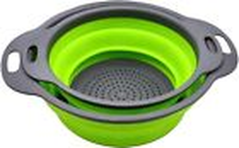 Collapsible Colanders, Space-Saving Food-Grade Silicone Strainers (Green)