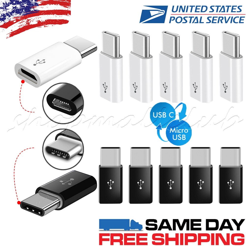 10 Pack Adapter USB (Micro USB to Type C) Converter Connector USB 3.1 to USB 2.0