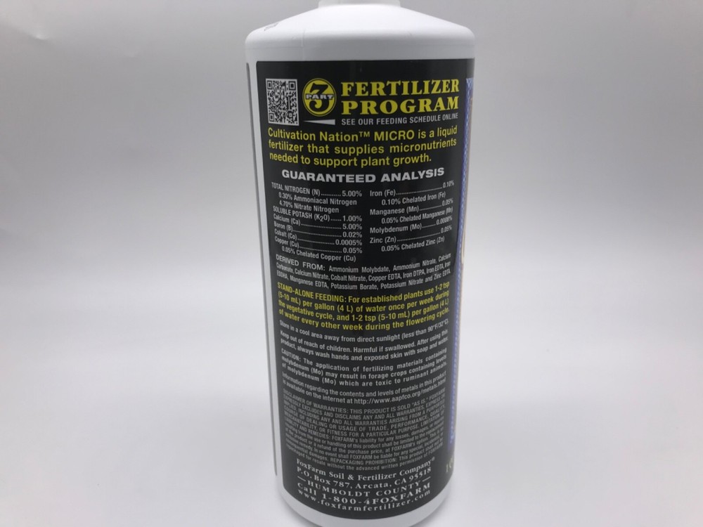 Fox Farm Cultivation Nation Micro 5-0-1 Quart 32oz Bottle