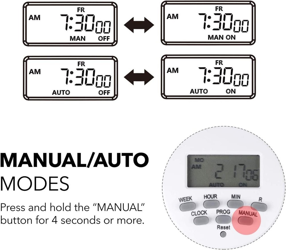 BN-LINK 8 Outlet Surge Protector with 7-Day Digital Timer