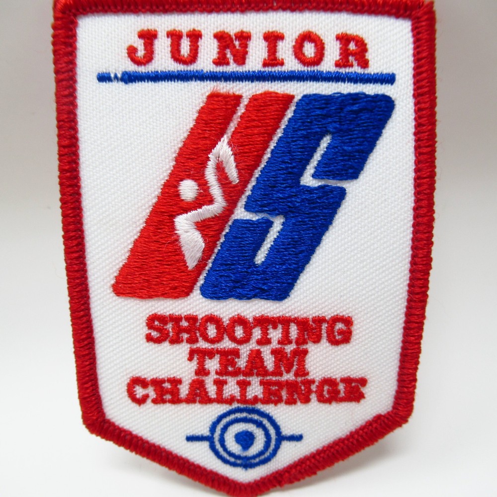 Junior US Shooting Team Patch Challenge Logo Red White Blue Iron On