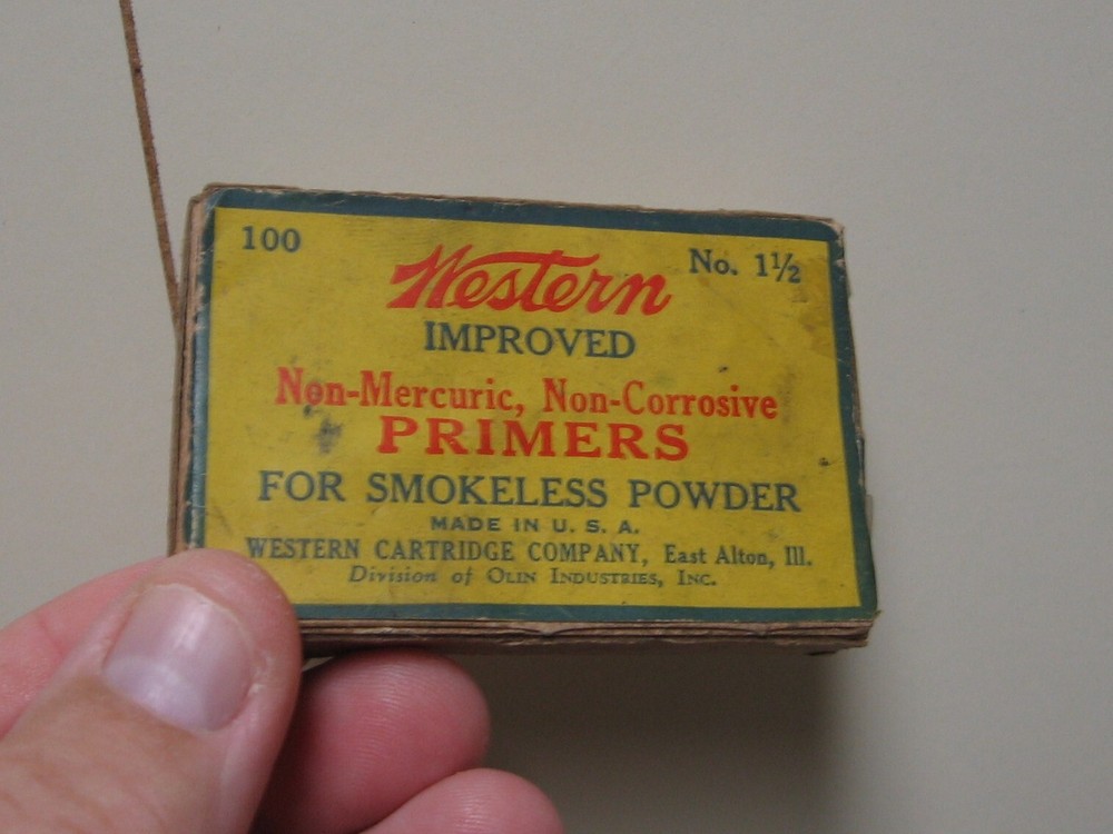 2- Olin Western Improved Non-Mercuric Primers Smokeless EMPTY Boxes + Inserts