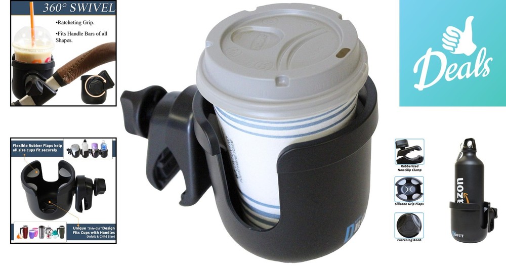Adjustable Drink Holder for Strollers, Bikes, and Wheelchairs - Large Capacity