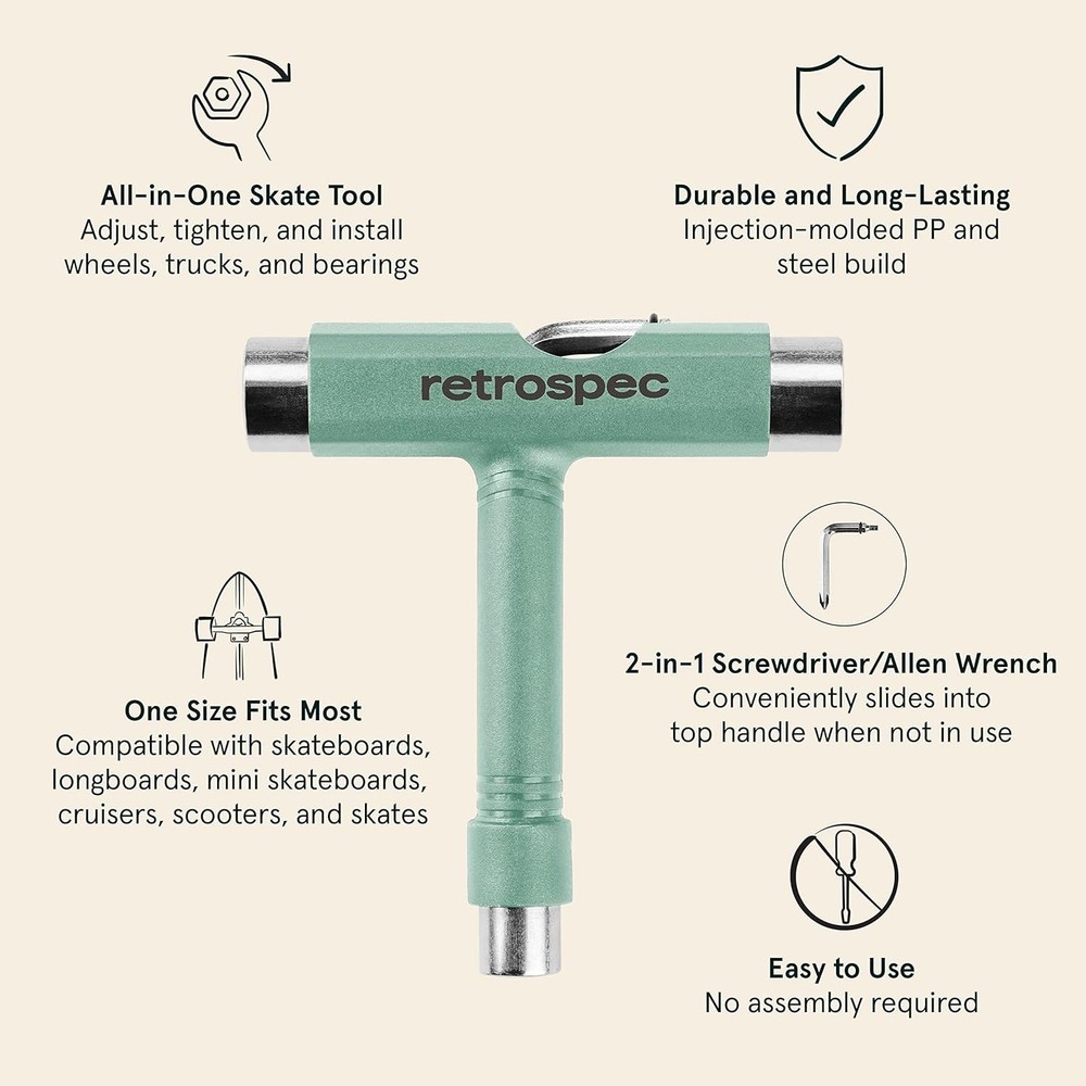 Retrospec Upkeep All-in-One Multi-Function Portable Skate Tool 2-in-1 , Matcha