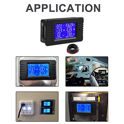 AC Digital Meter, AC 80-260V 100A LCD Display Digital Current Voltage Power