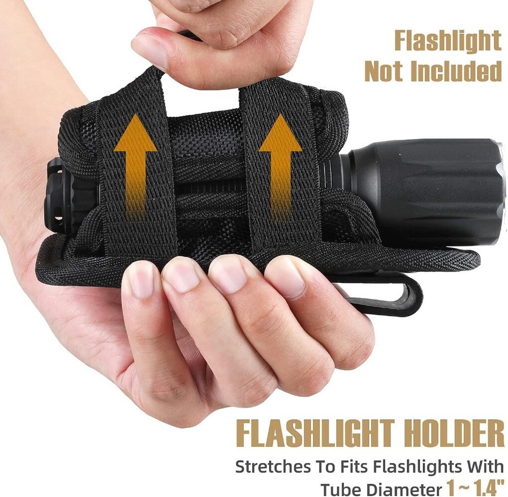 Tactical Flashlight Pouch Holster, Rotatable Flashlight Holder Belt Clip Case