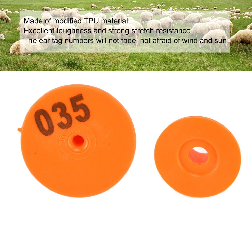 (Orange)Cattle Numbered Ear Tag Convenient Identification Dog Marker Label With