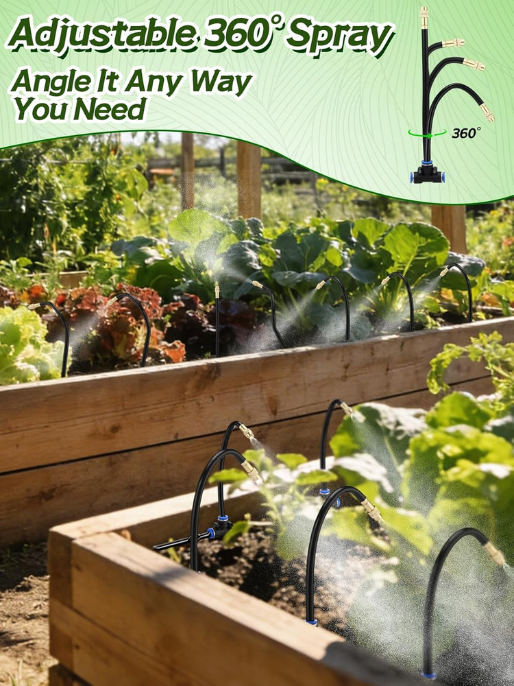 49Ft Drip Irrigation System Kit - Includes 15Pcs 360° Adjustable Sprayers, 5/16"