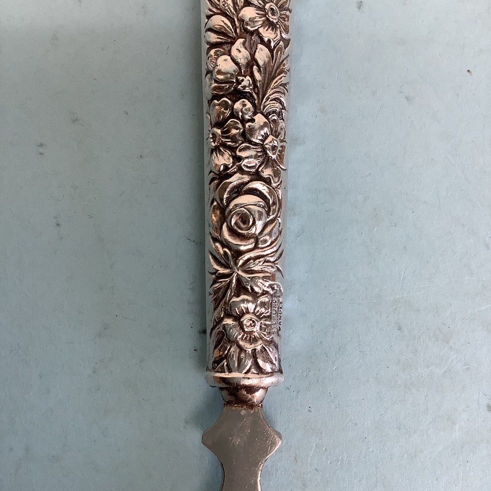 Sterling Silver Handle Repousse Bottle Opener 6 1/4” L