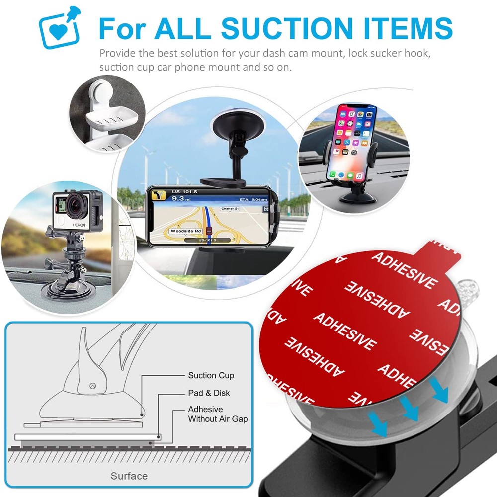 AZXYI 6pcs Windshield Mount Adhesive Pads 80mm Double Sided Disk Car