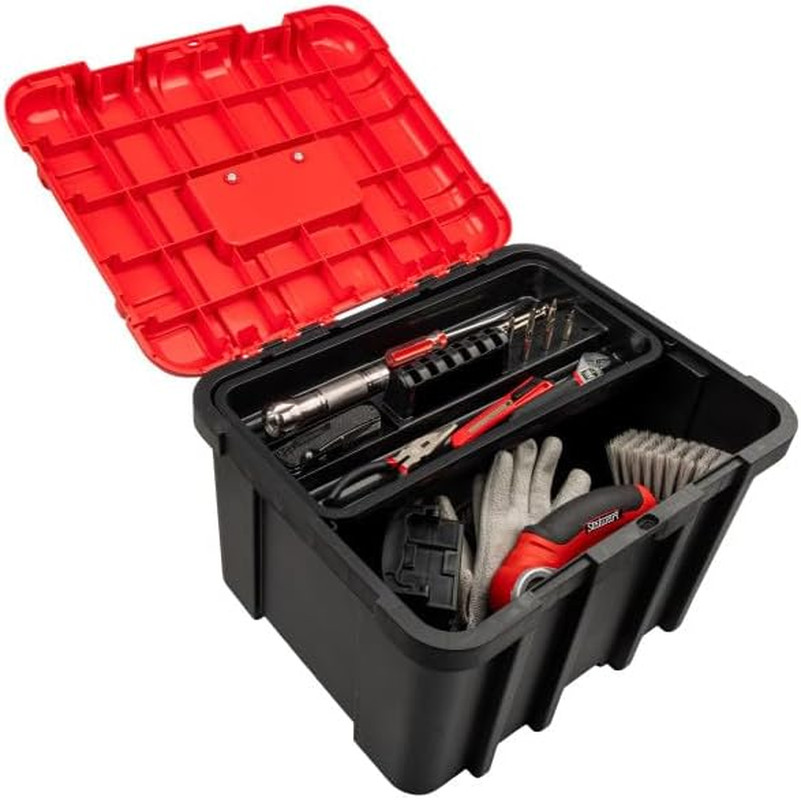 Plastic Tool Box Organizer - 18.7” Extra Large Portable Toolbox with Removable T