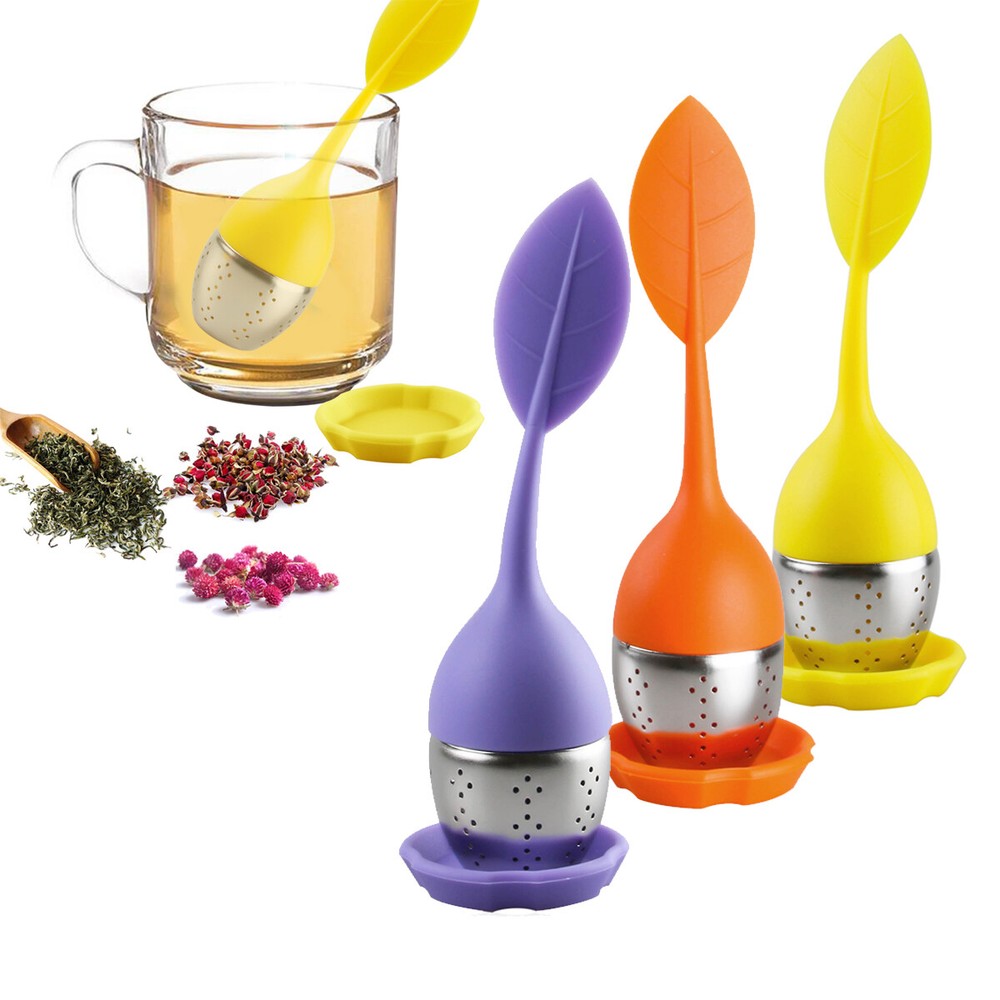 3PCS Silicone Loose Leaf Tea Infuser Stainless Spice Filter Diffuser YW-OG-PL