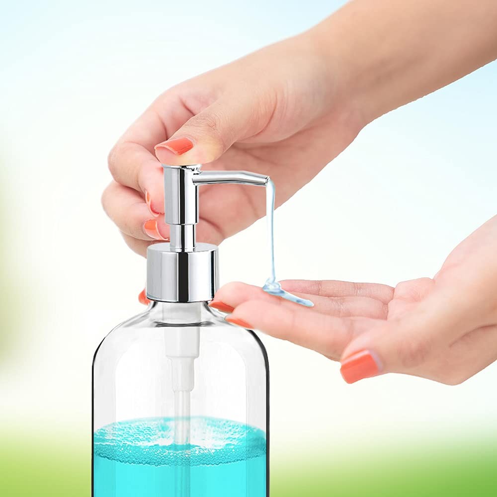 2-Pack Clear Soap Dispenser 16oz w/ Rustproof Pump for Kitchen Bath