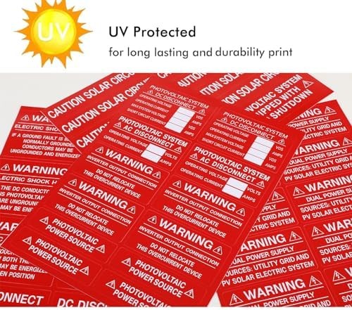 Premium Solar PV System Labels 62pcs