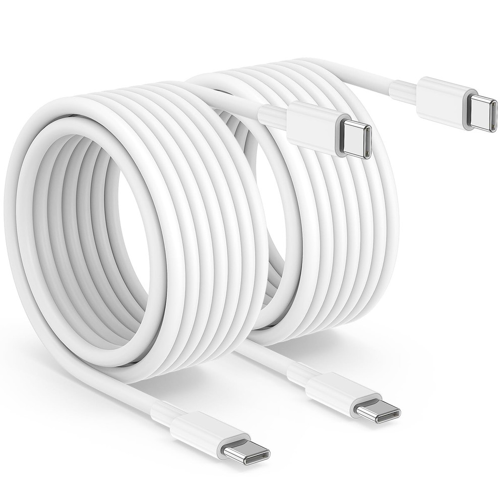 2pack 10ft USB C to C Cable, 60W Type C C Fast Charging 10ft, White