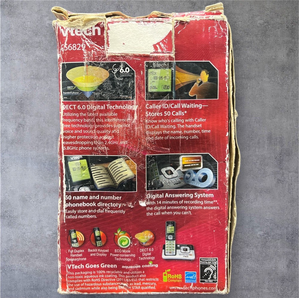 VTech CS6829 Cordless Phone w/ Base & Answering System – Powers On, Untested