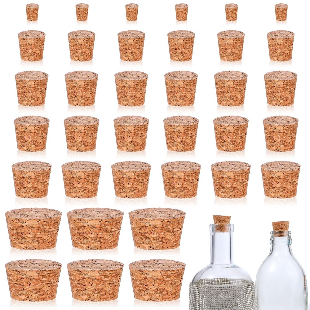 30 Pieces 6 Sizes Tiny Corks for Mini Bottles Assorted Corks Replacement for ...
